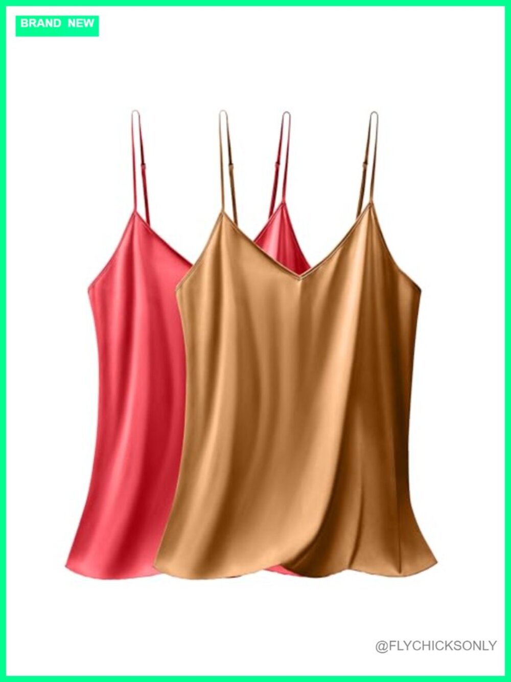 Satin V-Neck Cami Top Loose Sleeveless Spaghetti Strap Tank